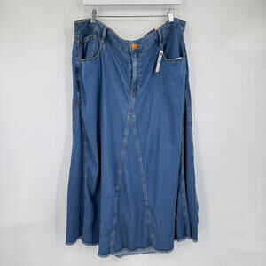 Women's Lane Bryant New with Tags Blue Chambray Midi Skirt 20